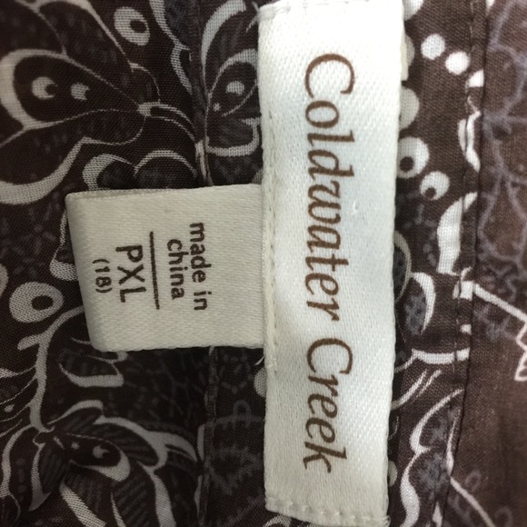 COLDWATER CREEK Brown/White Floral Shirt - Picture 7 of 7